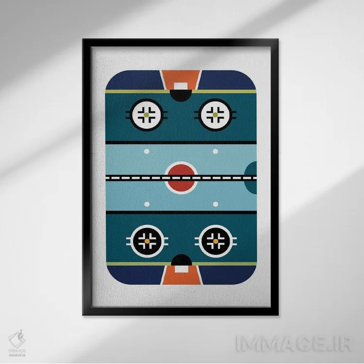 تابلو هنر مدرن زمین هاکی اثر بث بوردلون - نمای قابدار مشکی