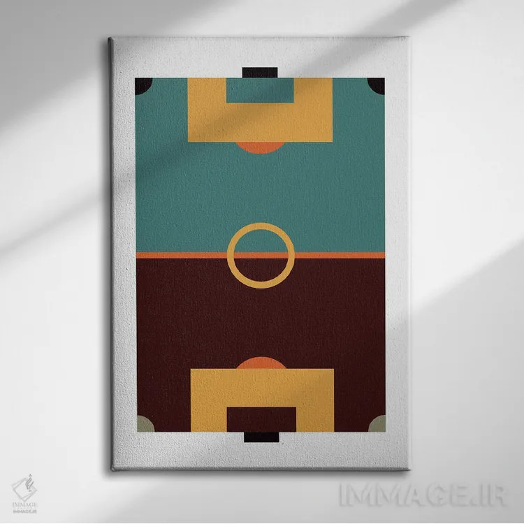 تابلو هنر مدرن زمین فوتبال اثر بث بوردلون - نمای روبهرو روی دیوار