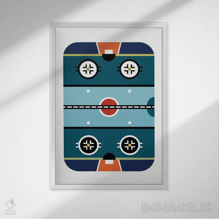 تابلو هنر مدرن زمین هاکی اثر بث بوردلون - نمای قابدار سفید