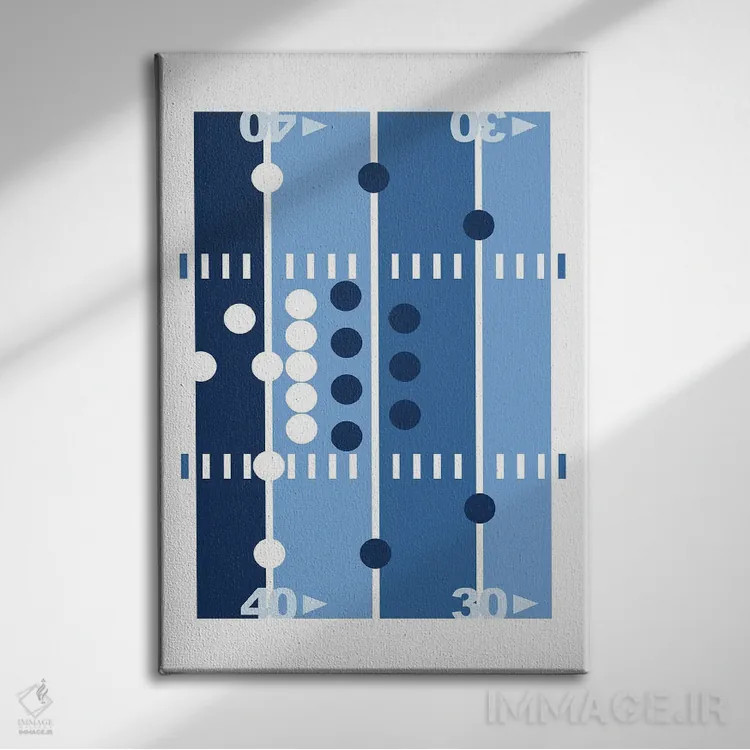 تابلو زمین فوتبال آبی اثر بث بوردلون - نمای روبهرو روی دیوار