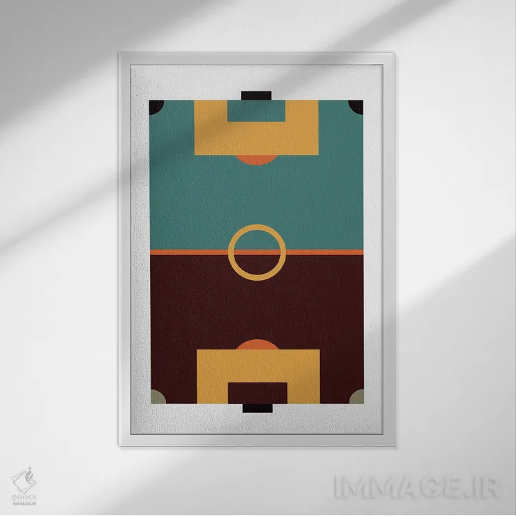 تابلو هنر مدرن زمین فوتبال اثر بث بوردلون - نمای قابدار سفید