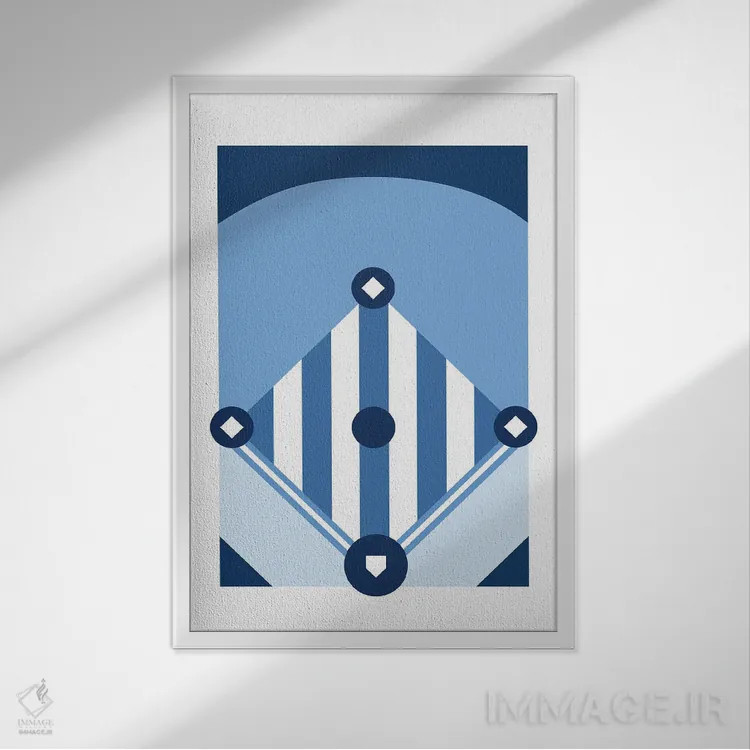 تابلو زمین بیسبال آبی اثر بث بوردلون - نمای قابدار سفید