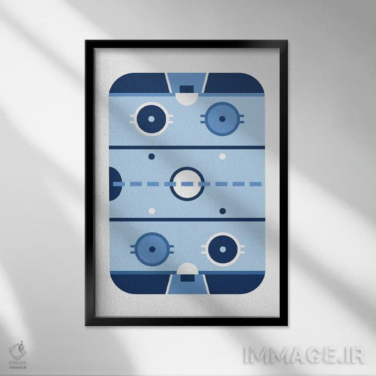 تابلو زمین هاکی آبیرنگ اثر بث بوردلون - نمای قابدار مشکی