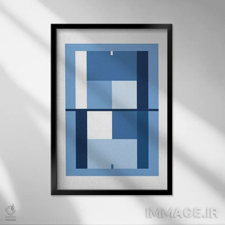 تابلو زمین تنیس آبیرنگ اثر بث بوردلون - نمای قابدار مشکی