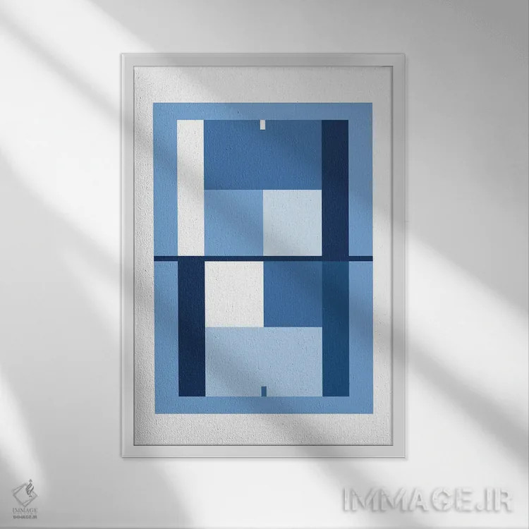 تابلو زمین تنیس آبیرنگ اثر بث بوردلون - نمای قابدار سفید