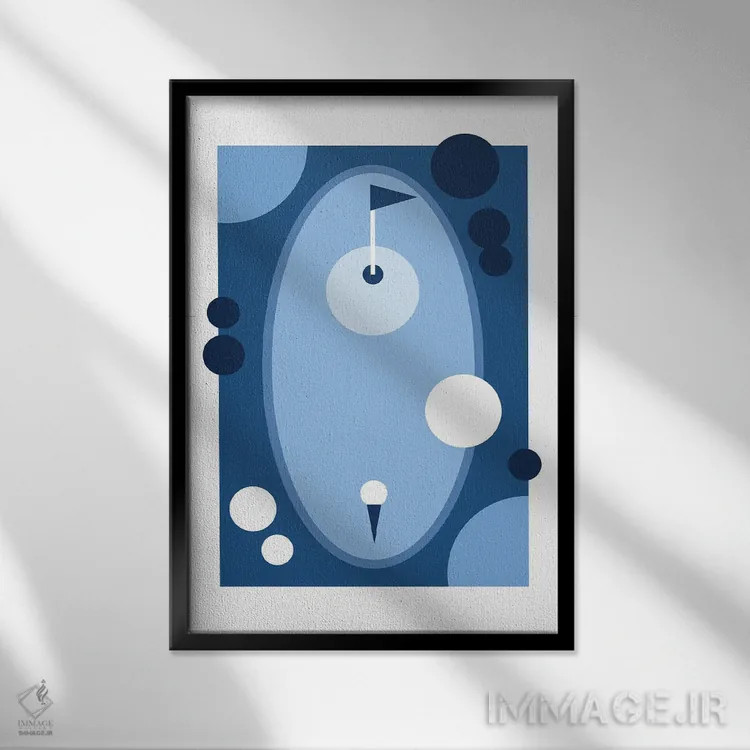 تابلو زمین گلف آبیرنگ اثر بث بوردلون - نمای قابدار مشکی