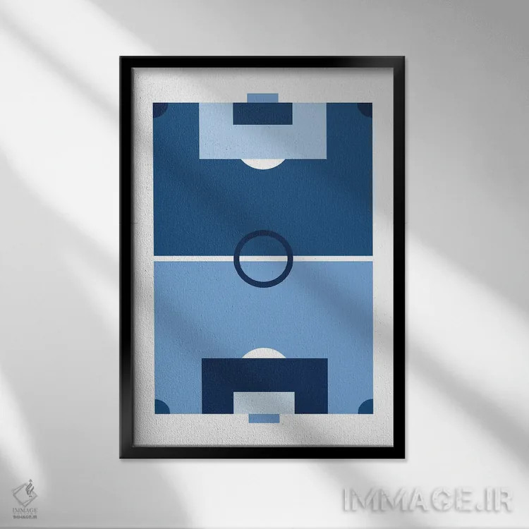 تابلو زمین فوتبال آبیرنگ اثر بث بوردلون - نمای قابدار مشکی