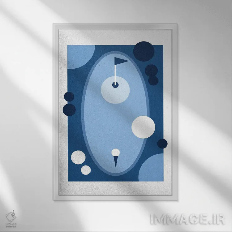 تابلو زمین گلف آبیرنگ اثر بث بوردلون - نمای قابدار سفید