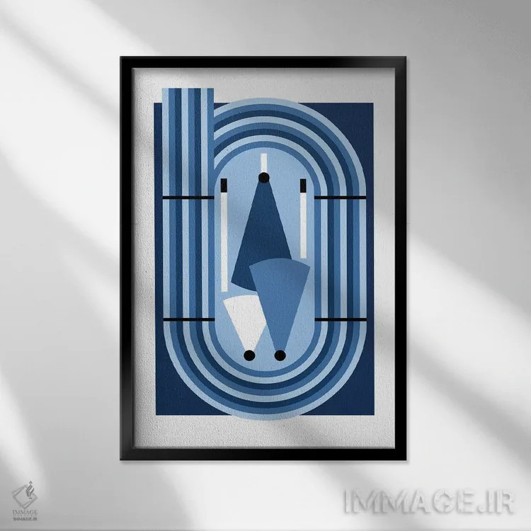 تابلو دوی میدانی آبیرنگ اثر بث بوردلون - نمای قابدار مشکی