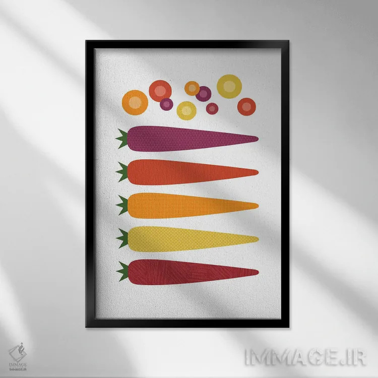 تابلو پاپ آرت هویج اثر بث بوردلون - نمای قابدار مشکی