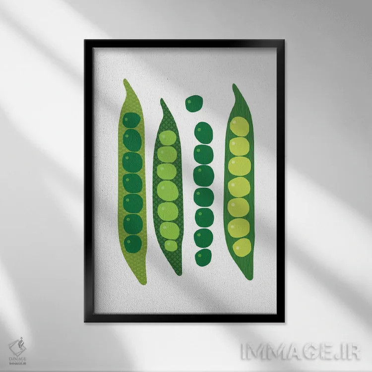 تابلو پاپ آرت نخود سبز اثر بث بوردلون - نمای قابدار مشکی