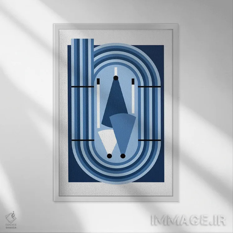 تابلو دوی میدانی آبیرنگ اثر بث بوردلون - نمای قابدار سفید