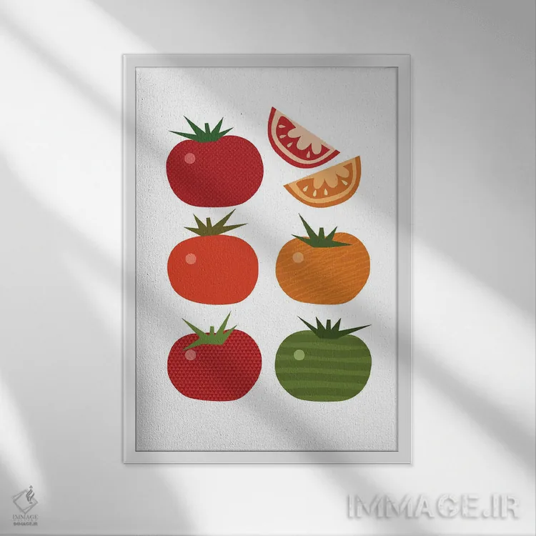 تابلو پاپ آرت گوجهفرنگی اثر بث بوردلون - نمای قابدار سفید