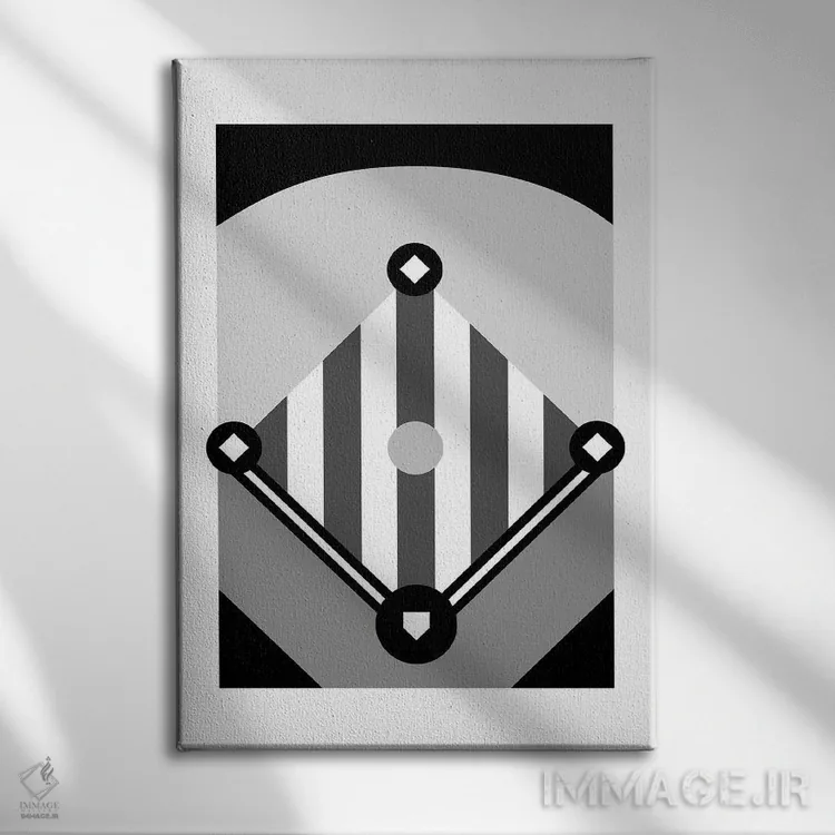 تابلو زمین بیسبال سیاه و سفید اثر بث بوردلون - نمای روبهرو روی دیوار