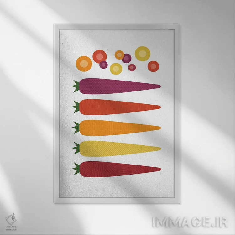 تابلو پاپ آرت هویج اثر بث بوردلون - نمای قابدار سفید