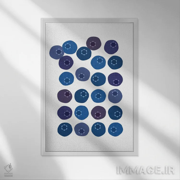 تابلو پاپ آرت بلوبری (زغالاختهٔ آبی) اثر بث بوردلون - نمای قابدار سفید