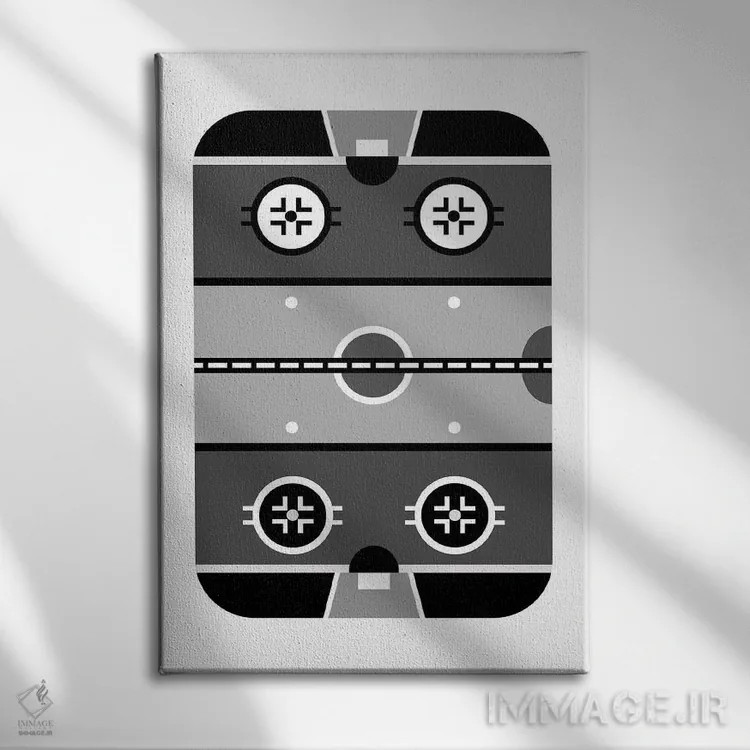 تابلو زمین هاکی سیاه و سفید اثر بث بوردلون - نمای روبهرو روی دیوار