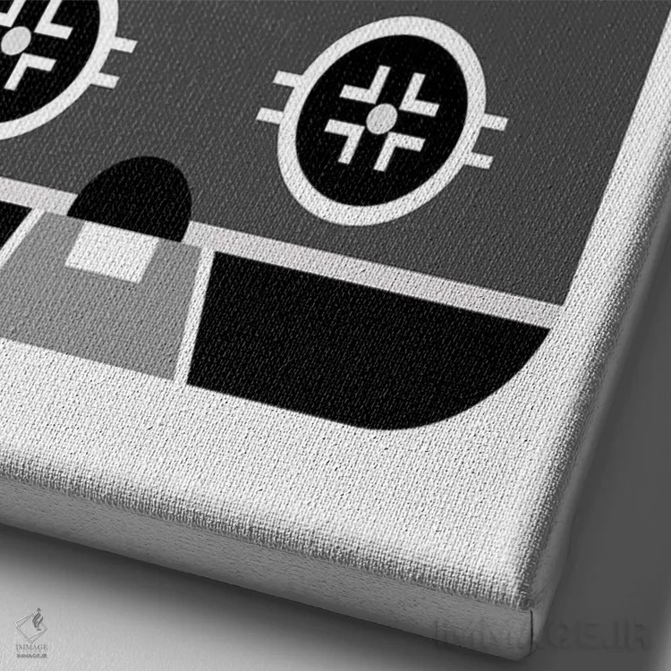 تابلو زمین هاکی سیاه و سفید اثر بث بوردلون - نمای نزدیک بافت بوم