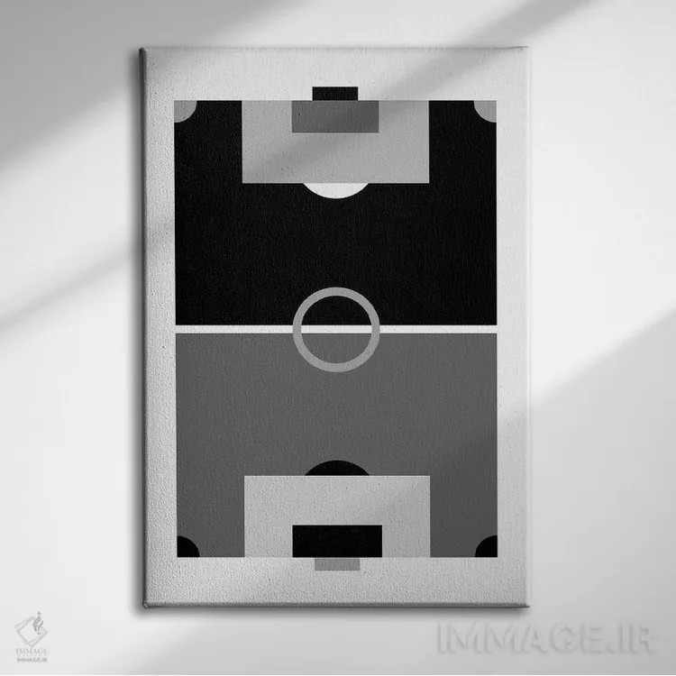 تابلو زمین فوتبال سیاه و سفید اثر بث بوردلون - نمای روبهرو روی دیوار