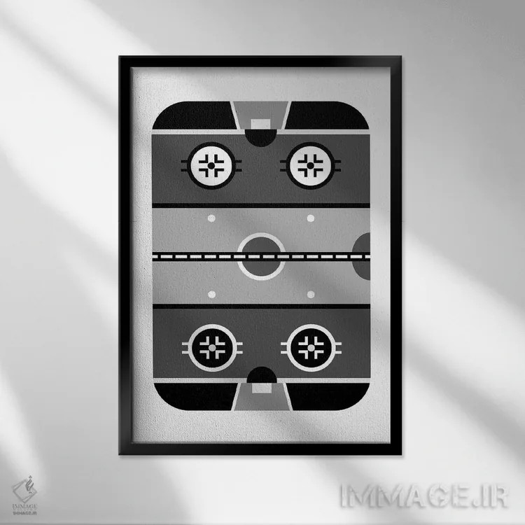 تابلو زمین هاکی سیاه و سفید اثر بث بوردلون - نمای قابدار مشکی