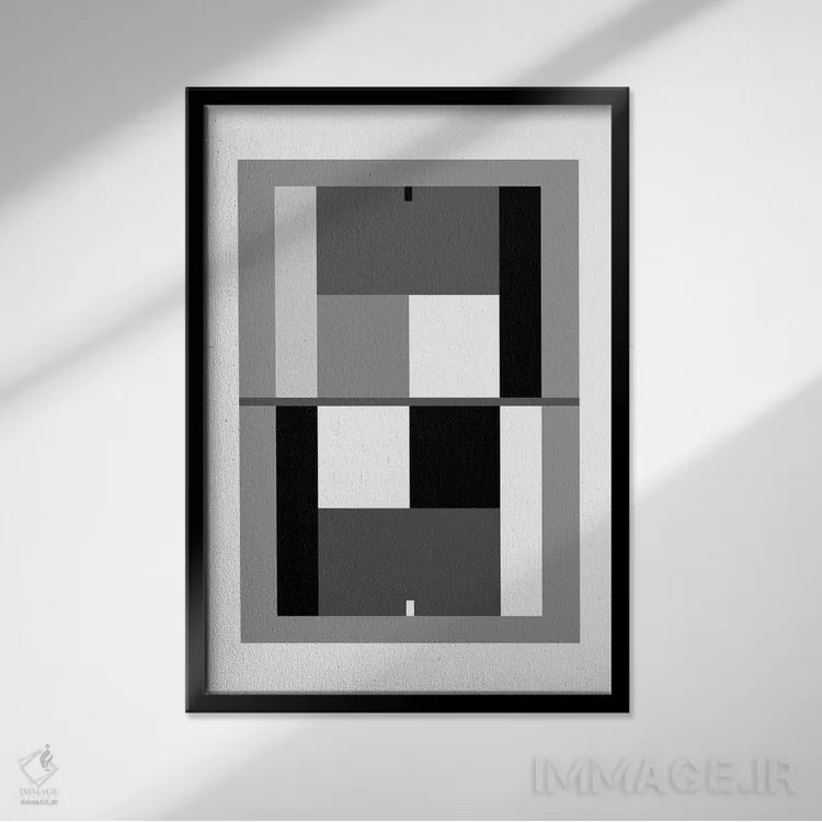 تابلو زمین تنیس سیاه و سفید اثر بث بوردلون - نمای قابدار مشکی