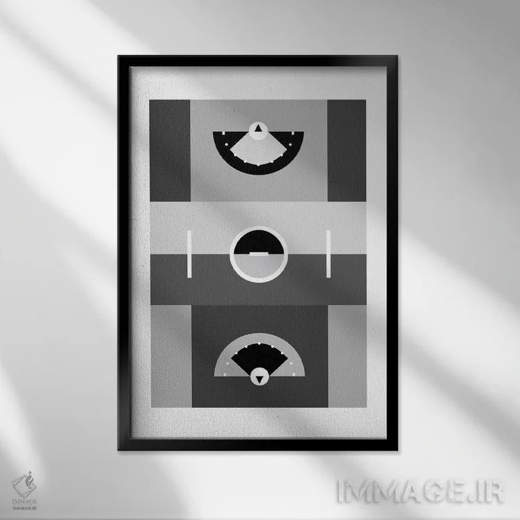 تابلو زمین لاکراس سیاه و سفید (ورزش لاکراس) اثر بث بوردلون - نمای قابدار مشکی