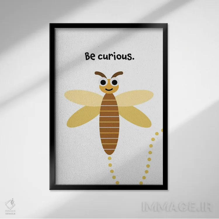 تابلو سنجاقک: کنجکاو باش اثر بث بوردلون - نمای قابدار مشکی