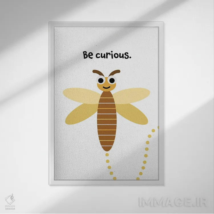 تابلو سنجاقک: کنجکاو باش اثر بث بوردلون - نمای قابدار سفید