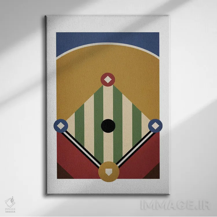 تابلو زمین بیسبال رترو (سبک قدیمی) اثر بث بوردلون - نمای روبهرو روی دیوار