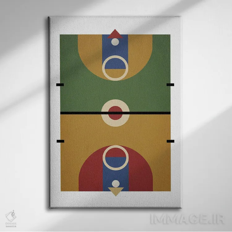 تابلو زمین بسکتبال رترو (سبک قدیمی) اثر بث بوردلون - نمای روبهرو روی دیوار