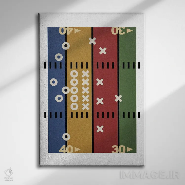 تابلو زمین فوتبال رترو (سبک قدیمی) اثر بث بوردلون - نمای روبهرو روی دیوار