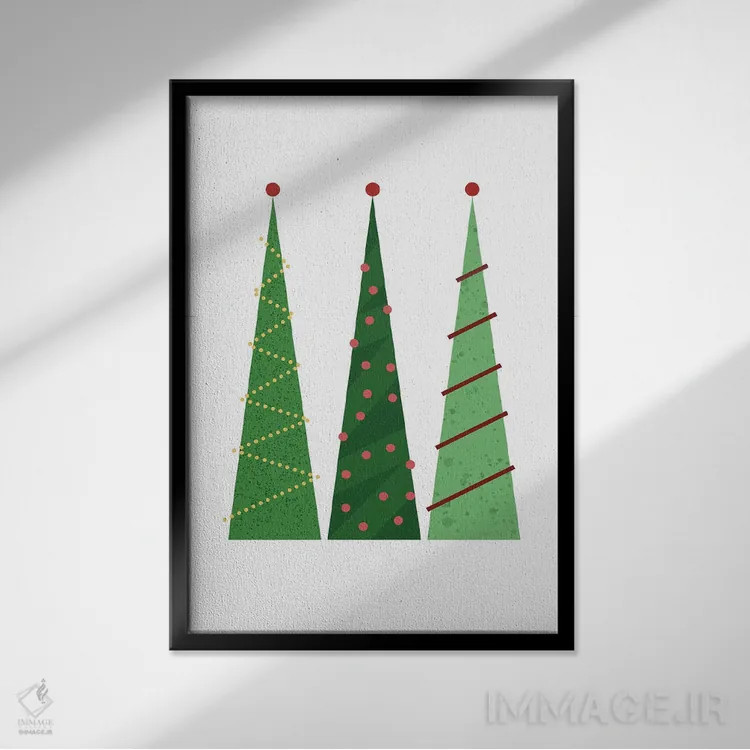 تابلو درختان کریسمس اثر بث بوردلون - نمای قابدار مشکی