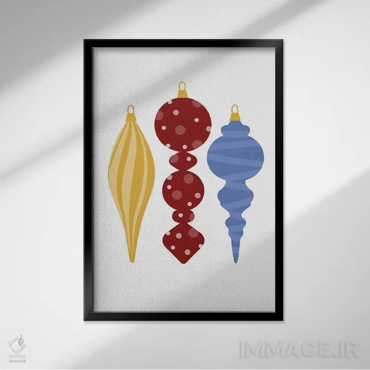 تابلو آویزهای کریسمس بلند اثر بث بوردلون - نمای قابدار مشکی