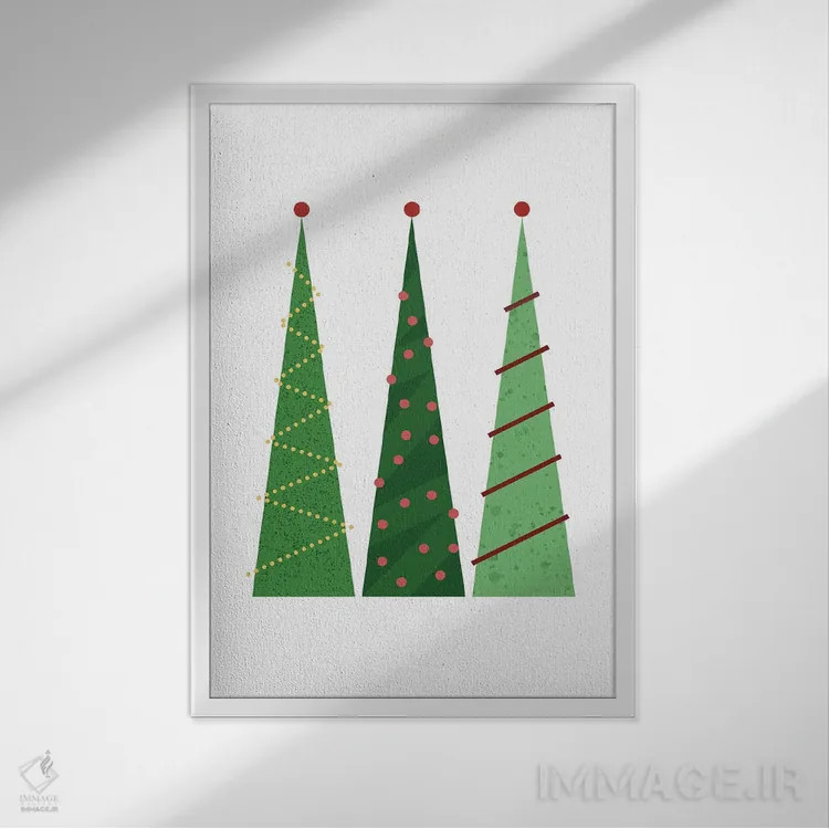 تابلو درختان کریسمس اثر بث بوردلون - نمای قابدار سفید