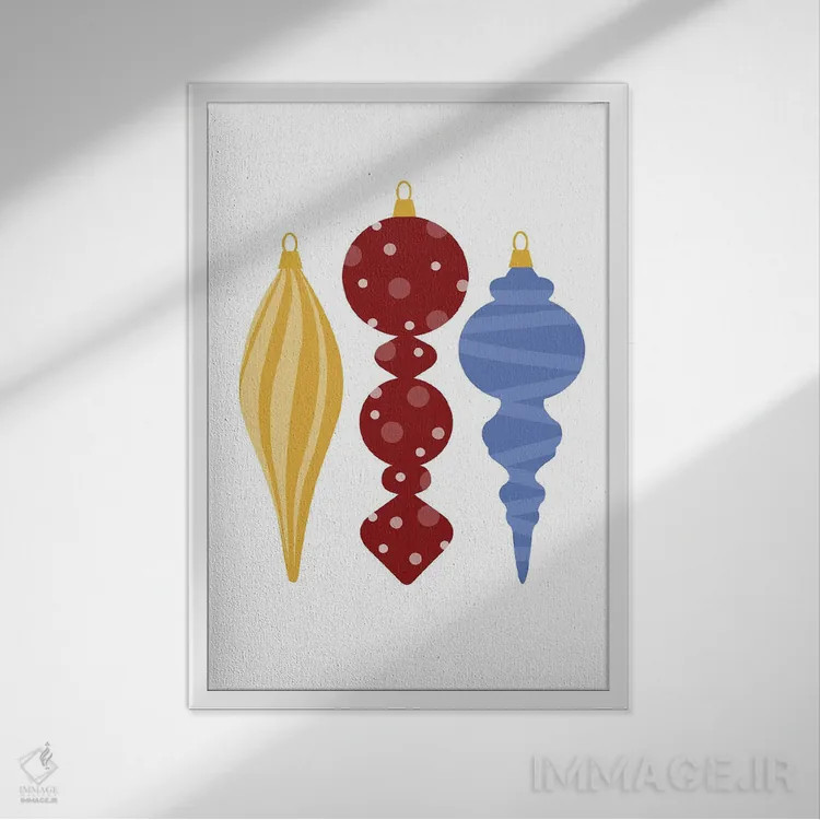 تابلو آویزهای کریسمس بلند اثر بث بوردلون - نمای قابدار سفید