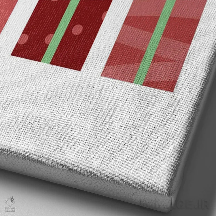 تابلو هدایای کریسمس اثر بث بوردلون - نمای نزدیک بافت بوم