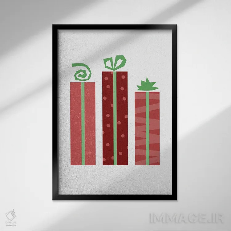 تابلو هدایای کریسمس اثر بث بوردلون - نمای قابدار مشکی