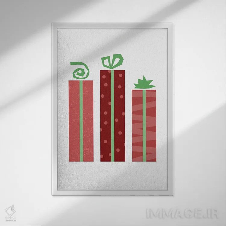 تابلو هدایای کریسمس اثر بث بوردلون - نمای قابدار سفید