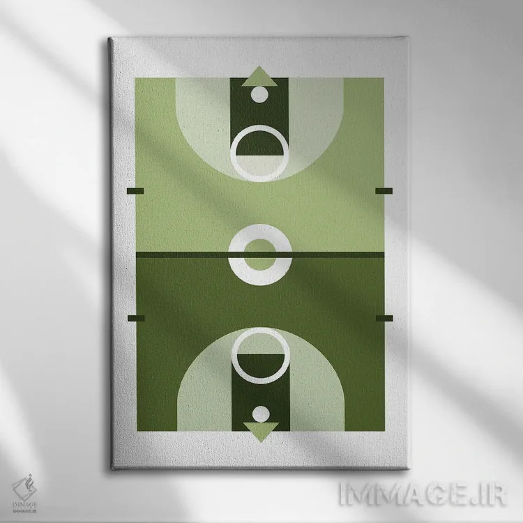 تابلو زمین بسکتبال سبزرنگ اثر بث بوردلون - نمای روبهرو روی دیوار
