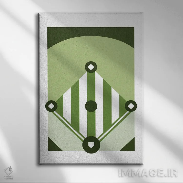 تابلو زمین بیسبال سبزرنگ اثر بث بوردلون - نمای روبهرو روی دیوار