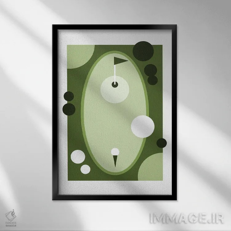 تابلو زمین گلف سبزرنگ اثر بث بوردلون - نمای قابدار مشکی