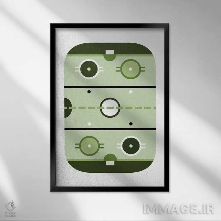 تابلو زمین هاکی سبزرنگ اثر بث بوردلون - نمای قابدار مشکی