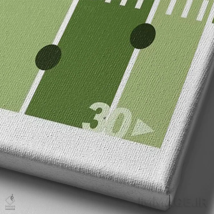 تابلو زمین فوتبال سبزرنگ اثر بث بوردلون - نمای نزدیک بافت بوم