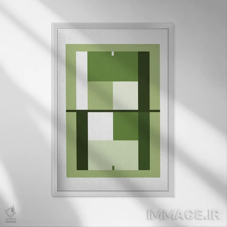 تابلو زمین تنیس سبزرنگ اثر بث بوردلون - نمای قابدار سفید