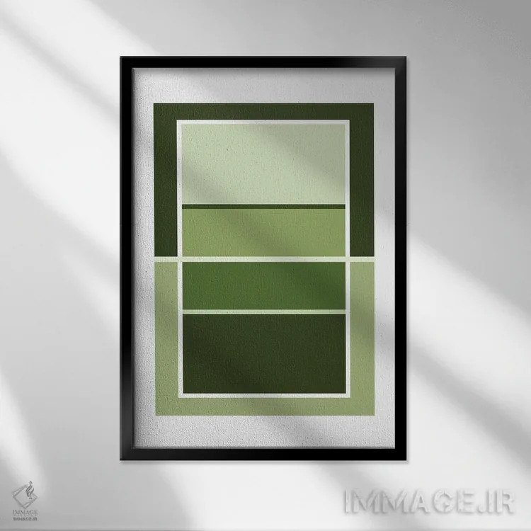 تابلو زمین والیبال سبزرنگ اثر بث بوردلون - نمای قابدار مشکی