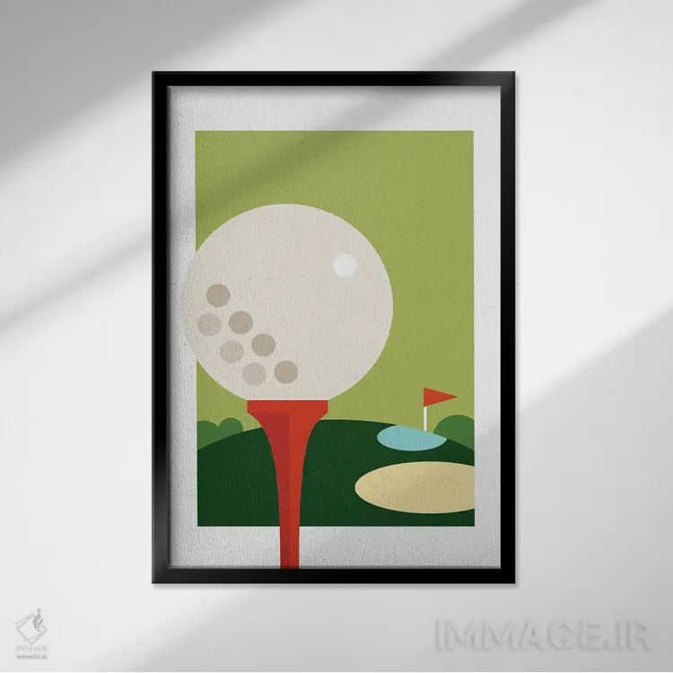 تابلو ضربهٔ تکضرب در گلف (هول این وان) اثر بث بوردلون - نمای قابدار مشکی