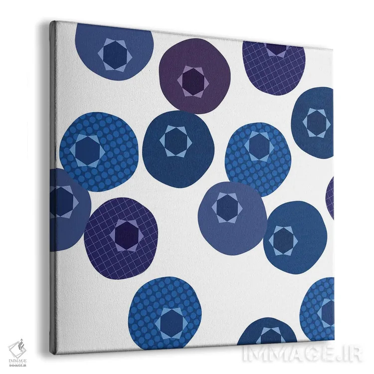 تابلو پاپ آرت مربعی بلوبری (زغالاختهٔ آبی) اثر بث بوردلون - نمای پرسپکتیو محصول