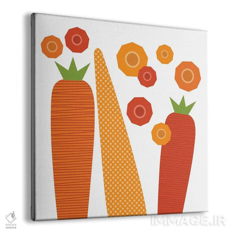 تابلو پاپ آرت مربعی هویج اثر بث بوردلون - نمای پرسپکتیو محصول