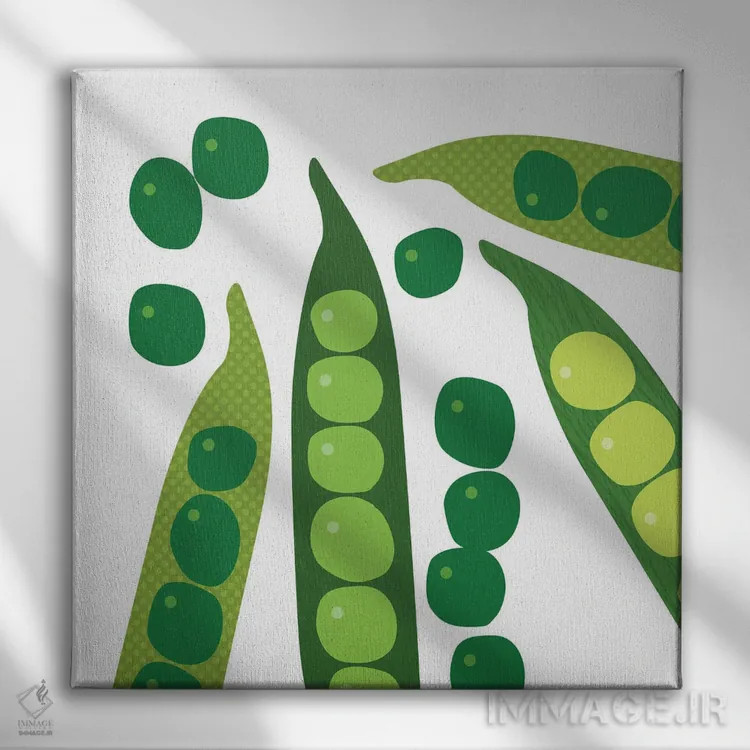 تابلو پاپ آرت مربعی نخود سبز اثر بث بوردلون - نمای روبهرو روی دیوار