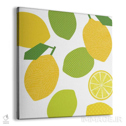 تابلو پاپ آرت مربعی لیمو و لیموترش اثر بث بوردلون - نمای پرسپکتیو محصول